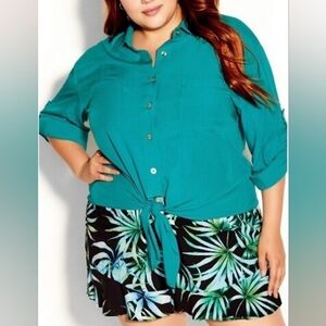 NWT City Chic Plus Size Tropical Tie Blouse